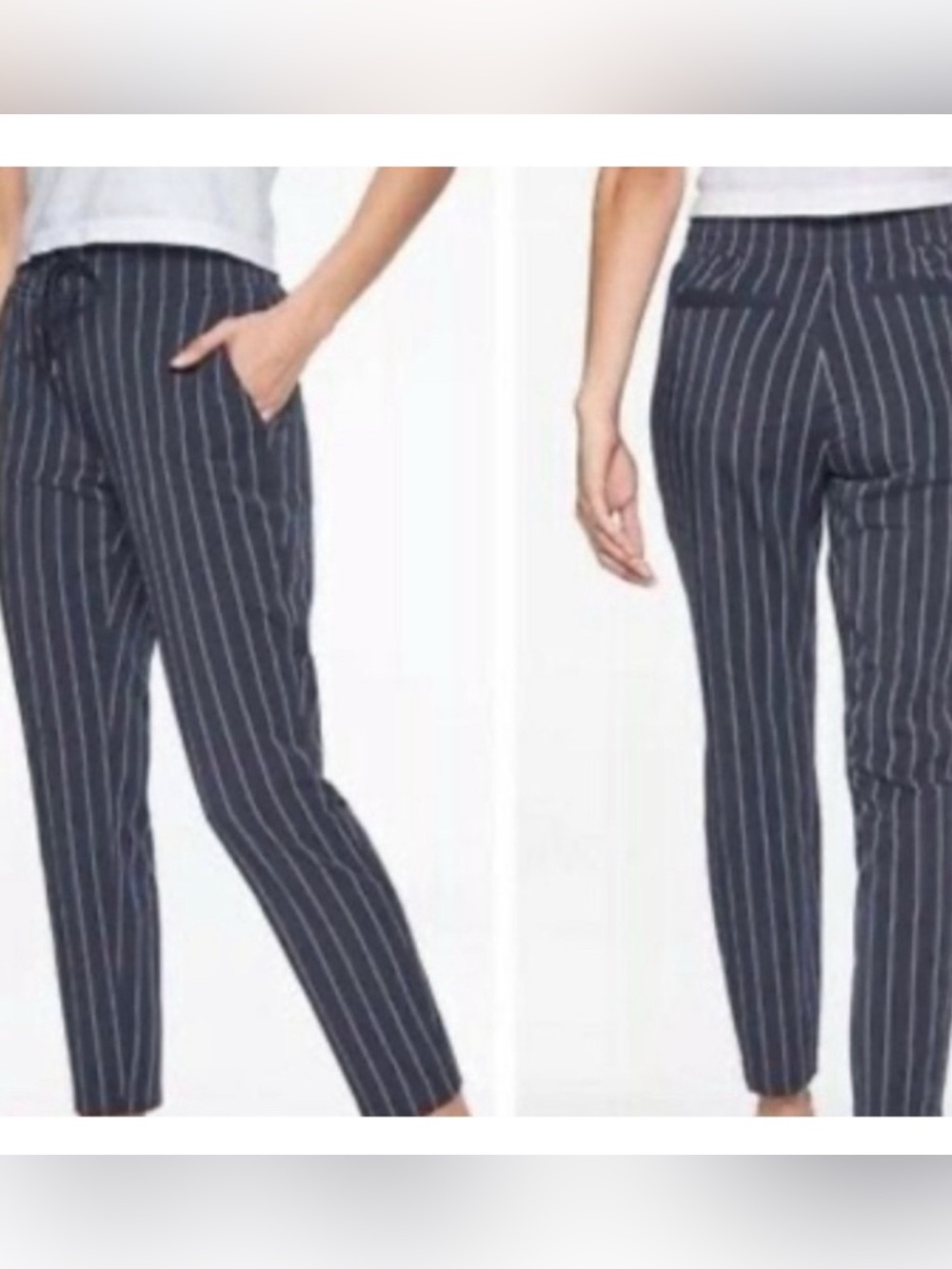 Athleta Womens Blue Striped Midtown Ankle City Work Commute Jogger Size 6
